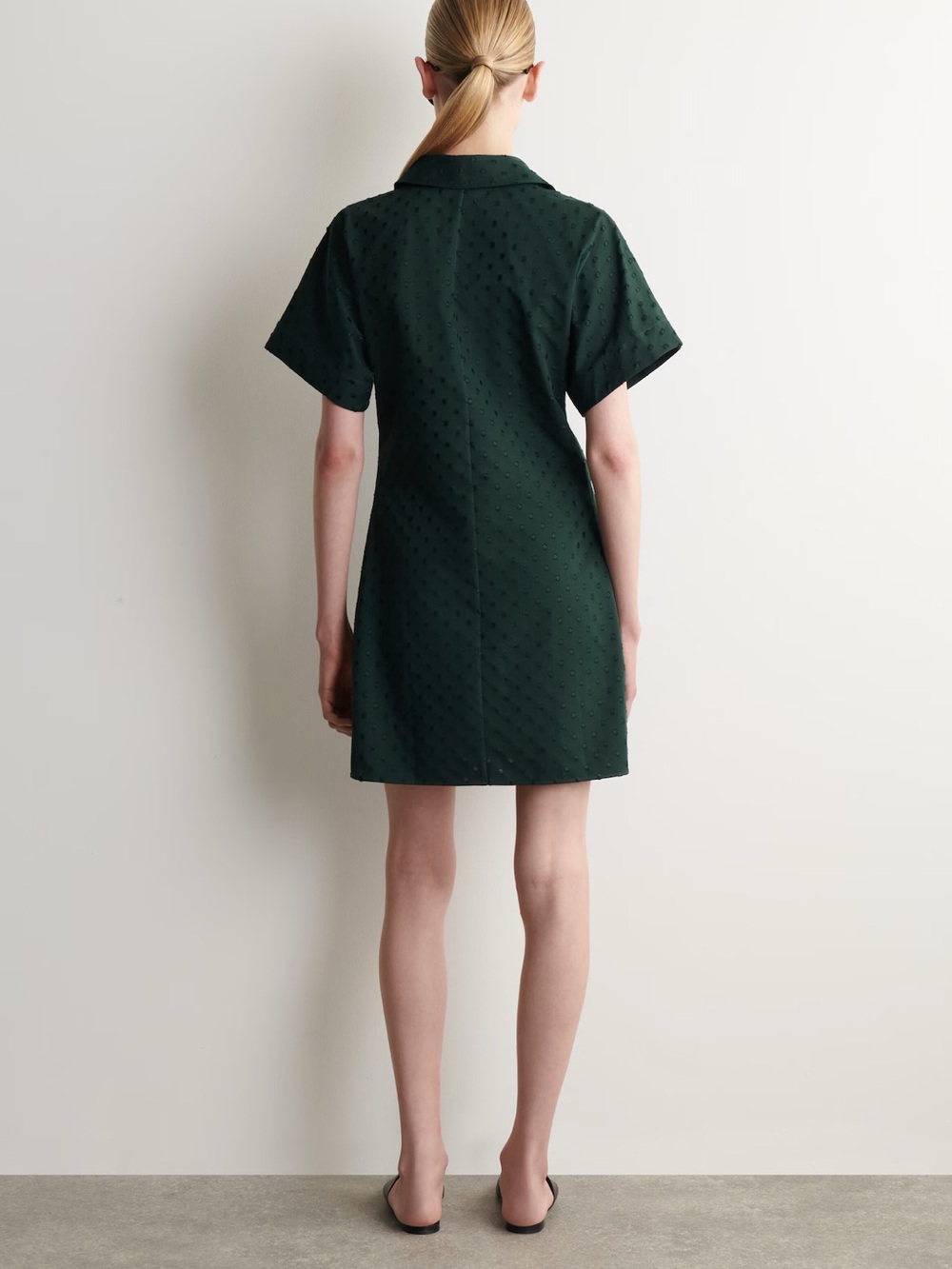 NWT (size 8) COS Polka-dot Jacquard Cotton Shirt Dress - Picture 3 of 10